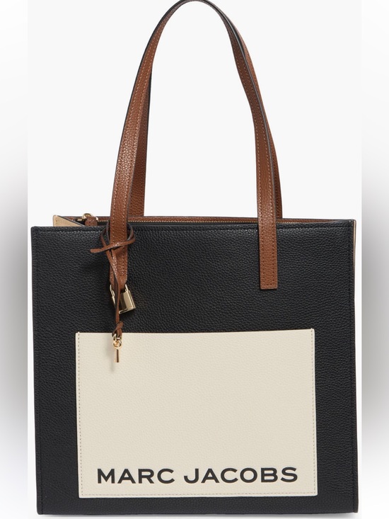 Marc Jacobs Handbags - Marc Jacobs Black, Brown & Cream Colorblock Grind Leather Tote